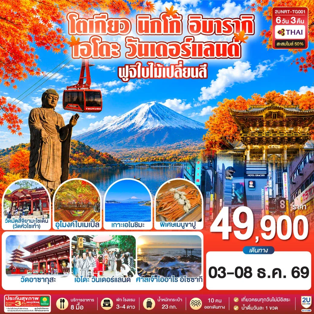 ทัวร์ญี่ปุ่น โตเกียว นิกโก้ เอโดะ วันเดอร์แลนด์  ฟูจิเปลี่ยนสี 6วัน 3คืน  (TG)